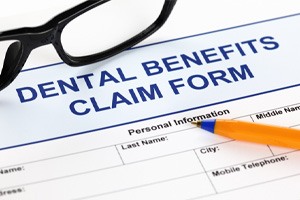 Dental claim form on a table