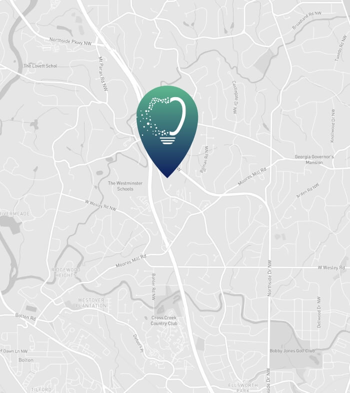 Map showing location of dental office in Buckhead Atlanta