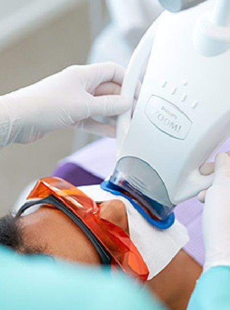 Dental patient receiving Zoom teeth whitening in dental office
