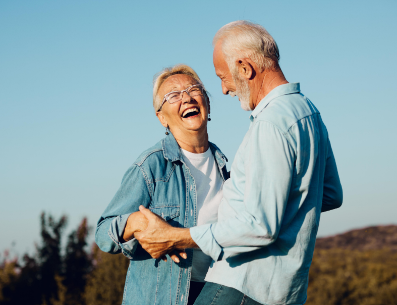 Elderly couple dancing